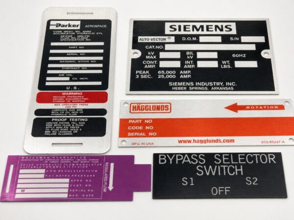 metallics-anodize-metal-label-nameplate-aluminum-dye-purple-red-orange-clear-black-chemical-etch-laser-cut-mounting-holes-mill-adhesive-parker-siemens-800x600